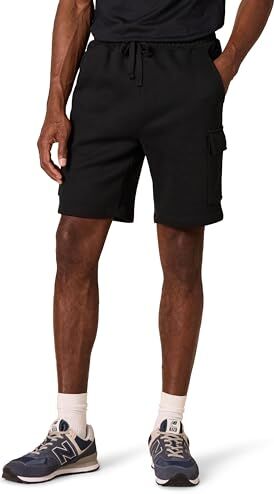 Amazon Essentials Pantaloncini Cargo in Pile Uomo, Nero, L