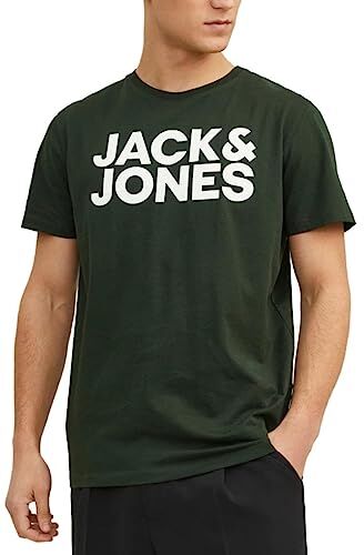 Jack & Jones JJECORP LOGO TEE SS O-NECK NOOS, T-Shirt Uomo, Verde (Mountain View Fit:Slim/Large Print), XXL