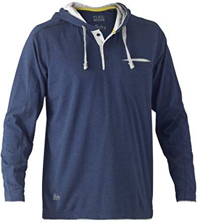 Bisley Workwear T Flex & Move Felpa con cappuccio in cotone, a maniche lunghe, taglia 2XL, colore: blu