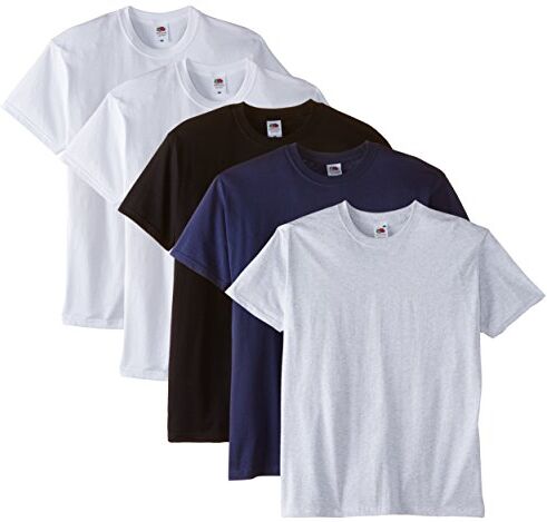 Fruit of the Loom Premium Tee 5 Pack T-Shirt, Multicolore (White/White/Black/Navy/Ash), XL Uomo