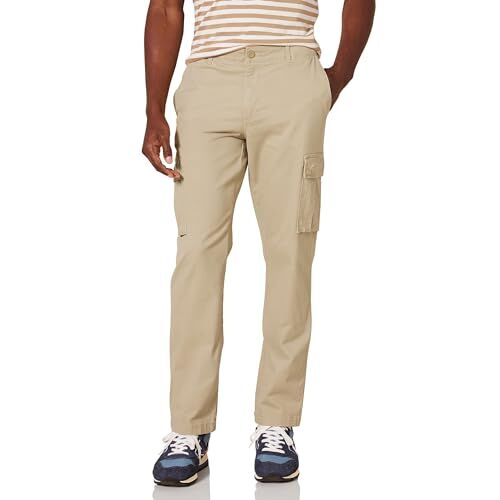 Amazon Essentials Pantaloni Cargo Elasticizzati e Aderenti (Disponibili nelle Taglie Big & Tall) Uomo, Marrone Kaki, 34W / 32L