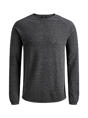 Jack & Jones S Jjehill Knit Crew Neck Noos, Felpa Uomo, girocollo, manica lunga, Grigio (Dark Grey Melange), M