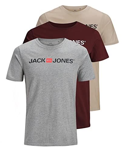 Jack & Jones Maglietta da uomo, confezione da 3, Confezione da 3 (1 porta Royale, 1 crockery, 1 grigio chiaro melange), XS
