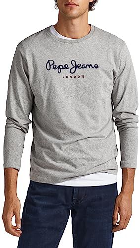Pepe Jeans Eggo Maglietta a Maniche Lunghe Slim Fit da Uomo, Grigia (Grey Marl), XL