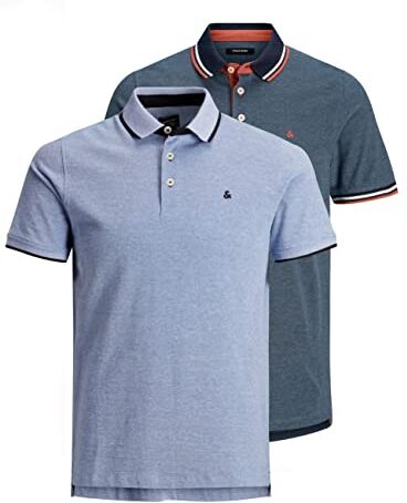 Jack & Jones Uomo JJEPAULOS Polo SS 2PK, Bright Cobalt/1BrightCobalt1De, M