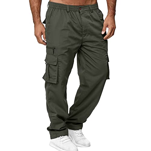 MJGkhiy Pantaloni Cargo Uomo Pantaloni da Lavoro con Tasche Laterali Pantalone Uomo Lunghi Casual Sport Pantalone Tasconato Multitasche Elastica Street Pantaloni Militari Cargo Pants Tattici