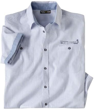 ATLAS FOR MEN Camicia in Popeline a Righe West Island 3XL