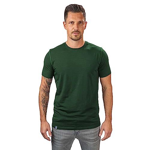 ALPIN LOACKER Merino T-Shirt Uomo La Maglietta a Manica Corta in Lana Merino, Maglia Termico Uomo,Verde S