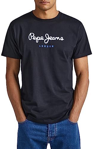 Pepe Jeans Eggo Maglietta da Uomo a Manica Corta Regular Fit, Nera, L
