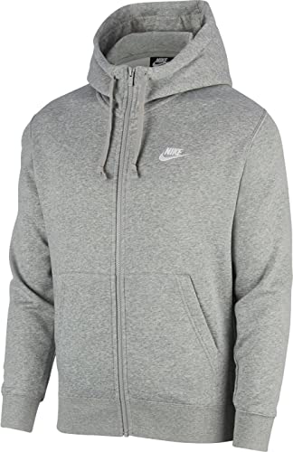 Nike Sportswear Club Fleece, Felpa con Cappuccio Uomo, Dk Grey Heather/Matte Silver/White, L