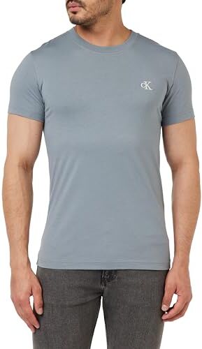 Calvin Klein Ck Essential Slim Tee, T-shirt Uomo, Grigio (Overcast Grey), XS