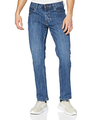 Wrangler Authentic Straight Jeans, Blu (Mid Stone), 42W/34L Uomo