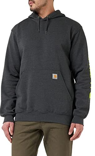 Carhartt Felpa Vestibilità Ampia, Media Pesantezza, Con Logo Sulla Manica, Uomo, Grigio (Carbon Heather), XXL