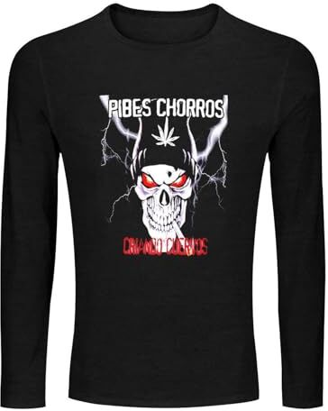 YOUSICHUANG Pibes Chorros Anime Clothing Kawaii Clothes Men's 100% Cotton Tee Crewneck Unisex Long Sleeve T-Shirt Black XL