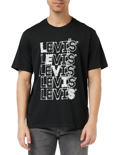 Levis Ss Relaxed Fit Tee, T-shirt Uomo, Zigzag Headline Gd Caviar, M