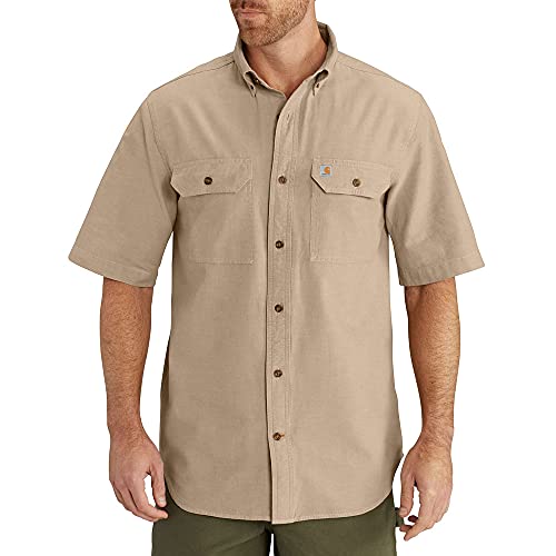 Carhartt Camicia a Manica Corta Fort Solid Uomo, Marrone (Chambray Marrone Scuro), M