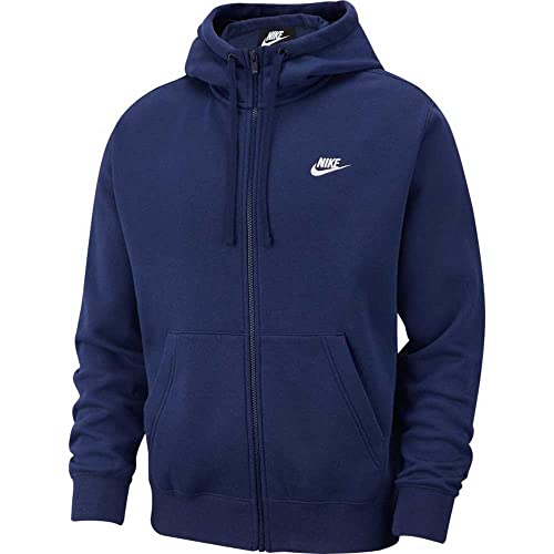 Nike M NSW Club Hoodie FZ BB Felpa, Uomo, Midnight Navy/Midnight Navy/(White), 2XL