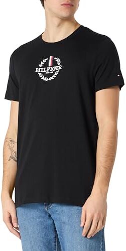 Tommy Hilfiger T-shirt Maniche Corte Uomo Global Stripe Scollo Rotondo, Nero (Black), XXL