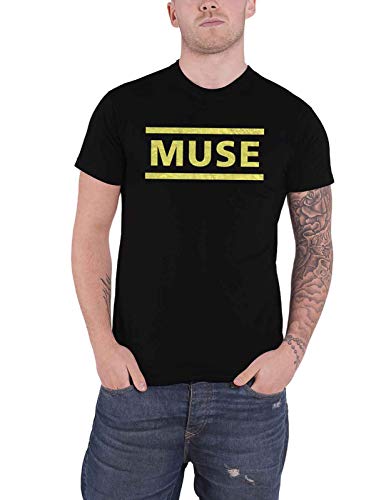 Muse T Shirt Bianca Band Logo Nuovo Ufficiale Uomo Nero Size M
