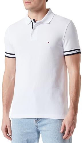 Tommy Hilfiger Maglietta Polo Maniche Corte Uomo Slim Fit, Bianco (White), M