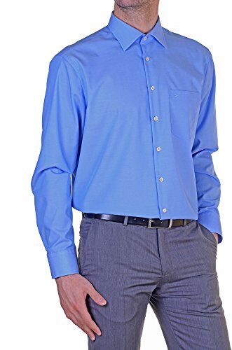 Seidensticker Regular Bügelfrei Kent Langarm, Camicia Uomo, Blu (Mittelblau), 48