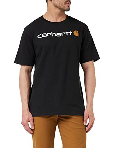 Carhartt T-Shirt Pesante, Vestibilità Comoda, Manica Corta, Grafica Del Logo, Uomo, Nero, XXL