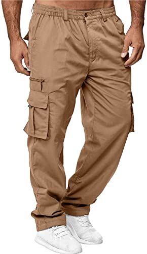 MJGkhiy Pantaloni Cargo Uomo Pantaloni da Lavoro con Tasche Laterali Pantalone Uomo Lunghi Casual Sport Pantalone Tasconato Multitasche Elastica Street Pantaloni Militari Cargo Pants Tattici