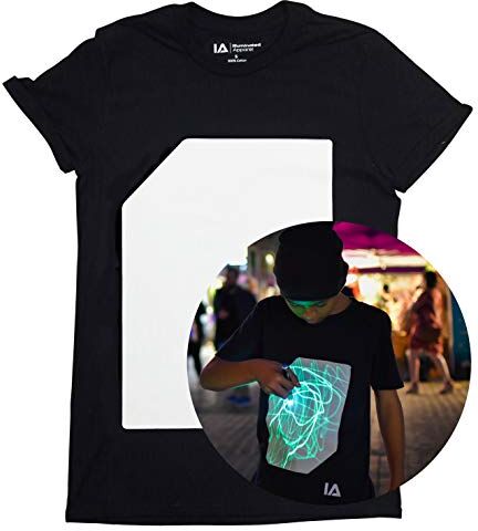 Illuminated Apparel T-Shirt Fluorescente Interattiva (Nero/Verde, 5-6 Anni)