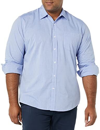 Amazon Essentials Camicia Casual in Popeline a Maniche Lunghe vestibilità Regular Uomo, Blu di Francia, L