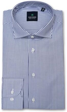 Tina Ferrà Camicia Casual a Righe Elegante Uomo, vestibilità Regular, Camicia in Cotone Manica Lunga, 100% Made in Italy