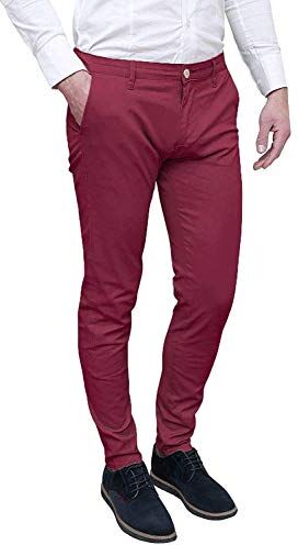 Evoga Pantaloni Uomo Class Slim Fit Primavera Estate Casual in Cotone (48, Bordeaux)