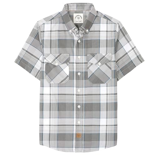 Dubinik ® Camicia bambù Camicia Uomo Maniche Corte Regular Fit Casual Quadri Taschino Traspirante Camicia Maniche Corte Uomo