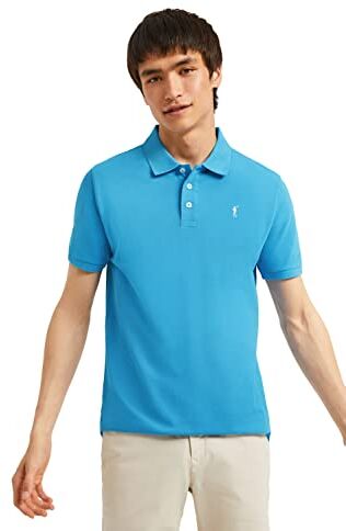 Polo Club Polo Manica Corta Uomo Blu Piquet Regular Fit Maglietta 100% Cotone