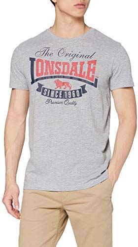 Lonsdale London, Corrie Regular Fit t-Shirt, Uomo, Corrie, Marl Grey, XXL