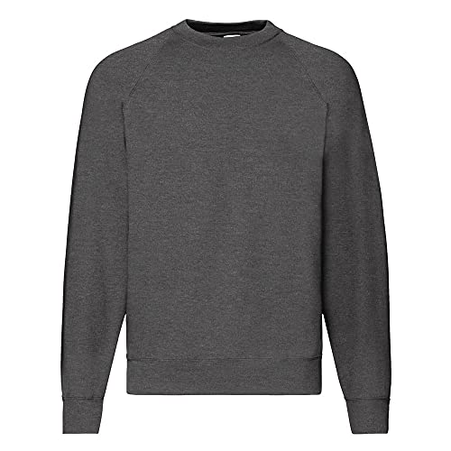 Fruit of the Loom Felpa con maniche raglan, colore: blu, Grigio scuro., L