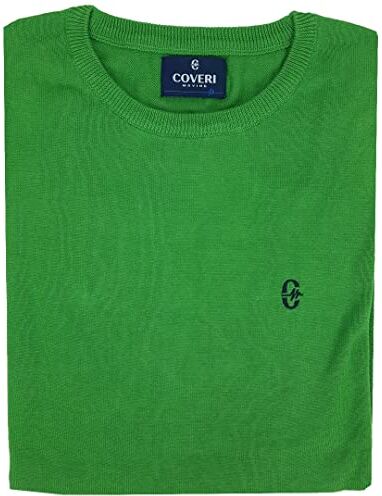 Coveri Maglione Maglioncino da Uomo Leggero Girocollo 100% Cotone M L XL XXL 3XL (XXL Verde)