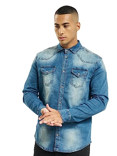 Brandit Jeans Uomo Camicia Riley Maglietta Denim Blu (Blu Denim 62), XL