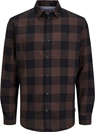 Jack & Jones Jjegingham Twill Shirt L/S Noos Camicia, Marrone (Seal Brown), L Uomo