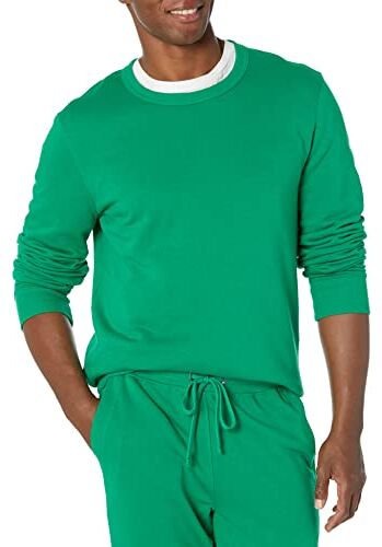 Amazon Essentials Felpa Girocollo Leggera in Spugna a Maniche Lunghe (Disponibile nelle Taglie Big & Tall) Uomo, Verde, XS