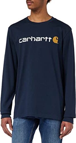 Carhartt T-Shirt Pesante, Vestibilità Comoda, Manica Lunga, Grafica Del Logo, Uomo, Blu (Navy), XL