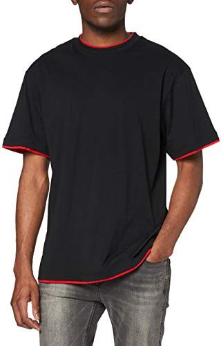 Urban Classics Contrast Tall Tee, Maglia Uomo, Nero (Blk/Red), 3XL