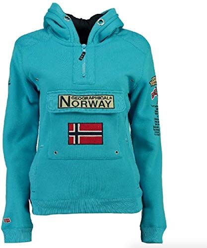 Geographical Norway Felpa con Cappuccio Sportiva, Turchesa, S Uomo