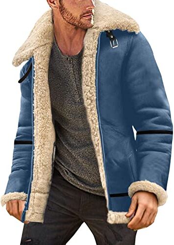 RYTEJFES Cappotto corto da uomo per le mezze stagioni, da uomo, per lavoro, inverno, corto, marrone chiaro, da uomo, in pelle, da motociclista, da uomo, in vera pelle, colore marrone