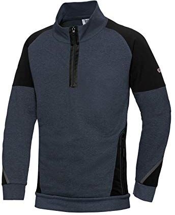 BP Pullover a maniche lunghe da uomo elasticizzato collo alto zip 60% cotone/40% poliestere blu notte/nero, taglia L