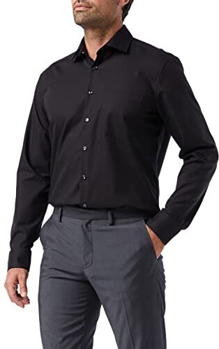 Seidensticker Regular Bügelfrei Kent Langarm, Camicia Uomo, Nero (Schwarz), 43