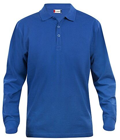 Clique Clothing , polo da uomo a maniche lunghe, in cotone, taglio classico, peso medio Royal Blue XXX-Large