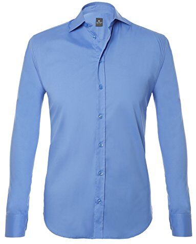 Tina Ferrà Camicia Uomo Elegante, vestibilità Regular, Camicie da Uomo in Cotone Manica Lunga, Sottogiacca Uomo, Sartoria Napoletana 100% Made in Italy (Azzurro 48)