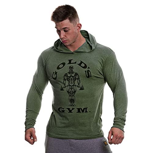 Gold's Gym Hooded Sweat Top a Maniche Lunghe con Cappuccio T-Shirt, Mens, Army Marl, Medio