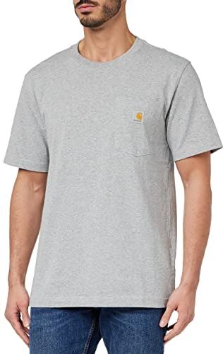 Carhartt T-Shirt Pesante K87 Con Taschino, Vestibilità Comoda, Manica Corta, Uomo, Grigio (Heather), XS