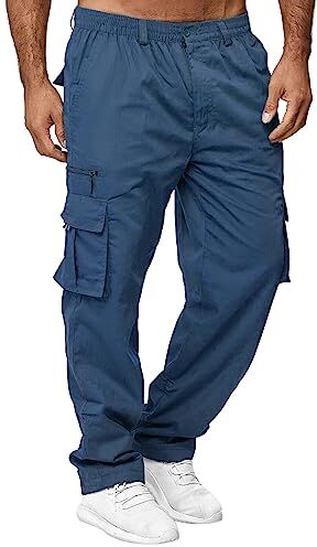 MJGkhiy Pantaloni Cargo Uomo Pantaloni da Lavoro con Tasche Laterali Pantalone Uomo Lunghi Casual Sport Pantalone Tasconato Multitasche Elastica Street Pantaloni Militari Cargo Pants Tattici